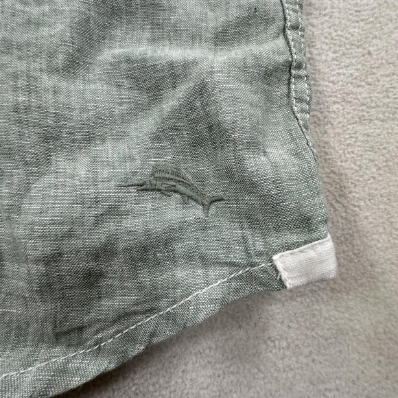 Tommy Bahama Shirt Mens XL Green Party Breezer S/S 100% Linen Short Sleeve - Picture 3 of 13
